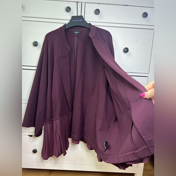 Torrid size 6x open cardigan jacket blazer Ponte Fabric Mixed Peplum top likenew - Picture 6 of 17